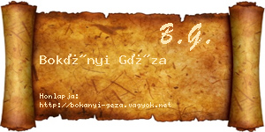 Bokányi Géza névjegykártya