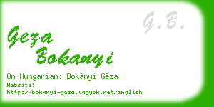 geza bokanyi business card