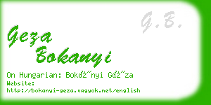 geza bokanyi business card